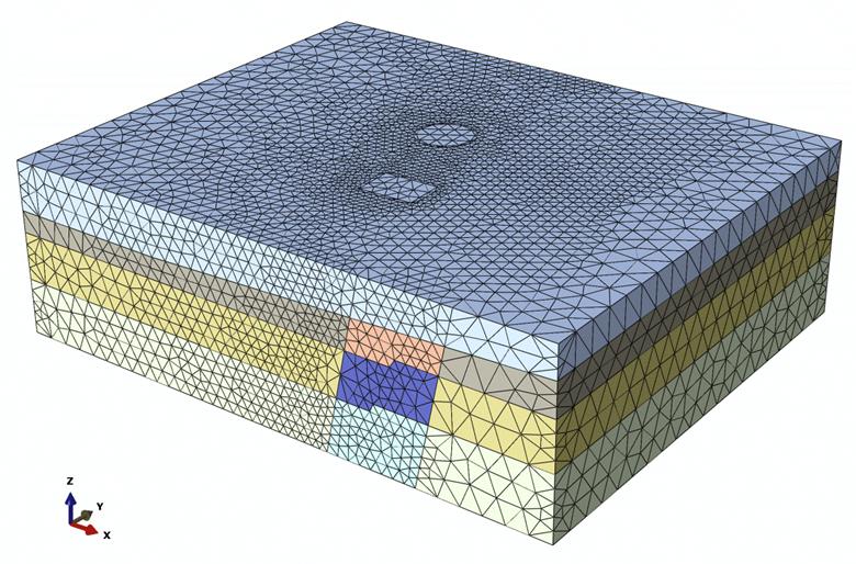 7C-010_Fig 02_Finite Element Mesh and Extent of the 3D Model