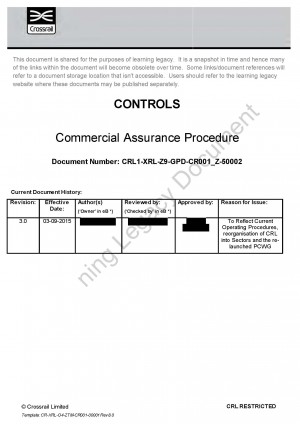 Commercial Assurance Procedure