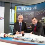 Port of London Authority CEO Richard Everitt and Crossrail CEO Rob Holden sign the Memorandum of Understanding. Crossrail signs Memorandum of Understanding (MoU) with the Port of London Authority (PLA) to confirm its commitment to use barges and ships along the Thames to move its excavated materials.