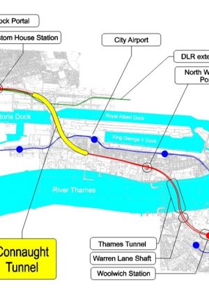 Figure 1. Crossrail South-East Spur and Location of the Connaught Tunnel