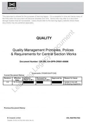 Quality Management Principles, Policies and Requirements