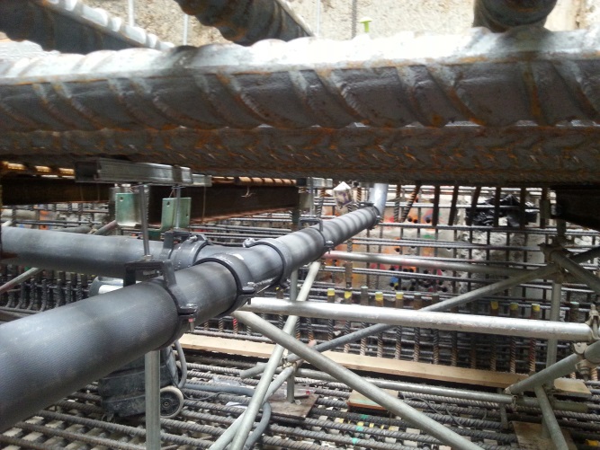 Figure 13 - Drainage pipes within reinforcement cage