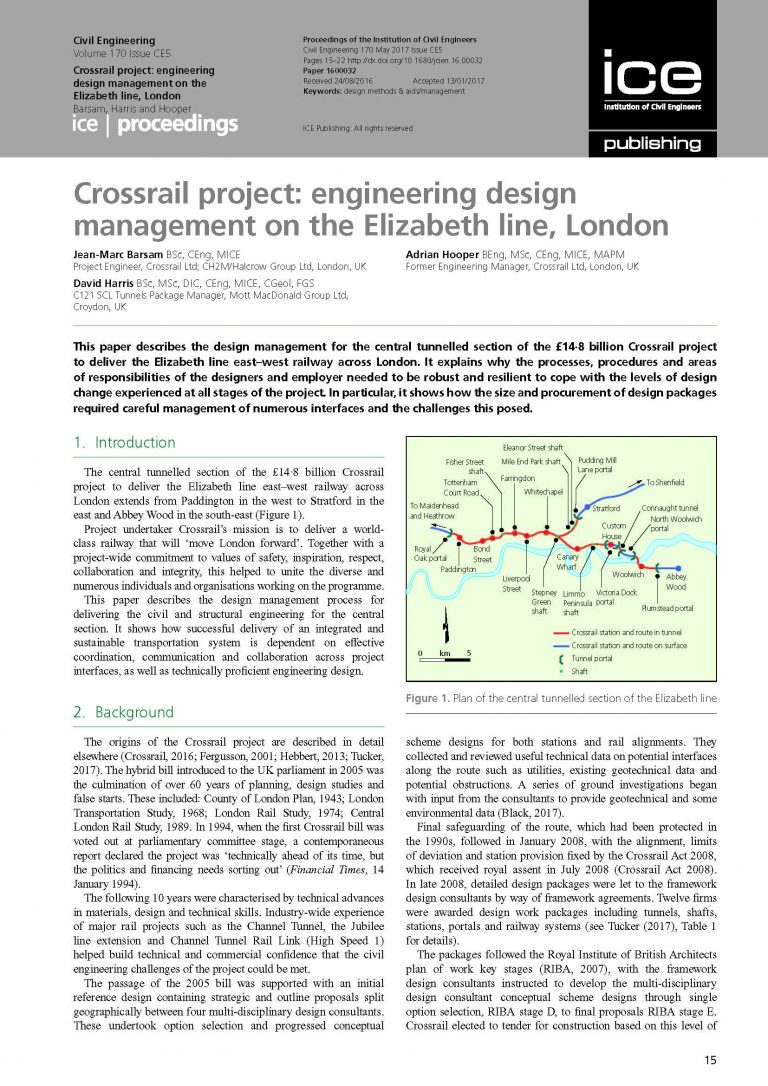 Crossrail project: engineering design management on the Elizabeth line ...