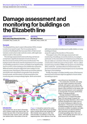 Damage assessment and monitoring for buildings on the Elizabeth line