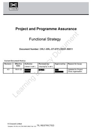 Project and Programme Assurance Functional Strategy – 2019